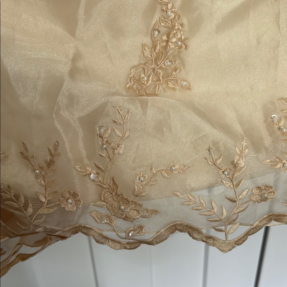 Gold Ruffled Sweetheart Wedding Gown - Picture 7 of 9